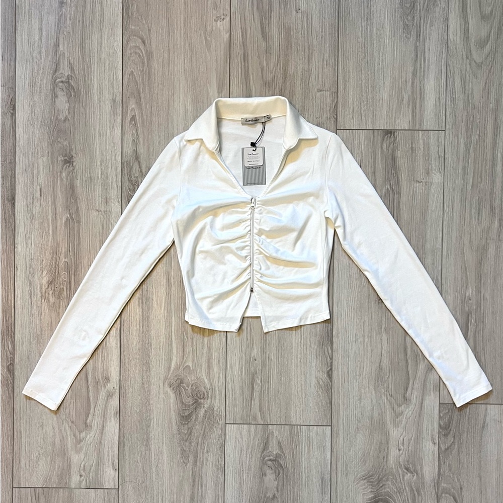 (NWT) Suite Benedict Cotton Zipper Cardigan, made in Italy, size M